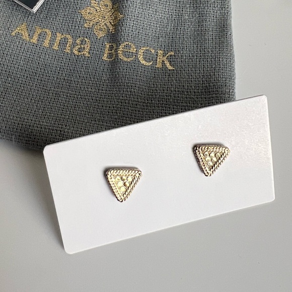 ANNA BECK Gold Plated And Sterling Silver Triangle Stud Earrings